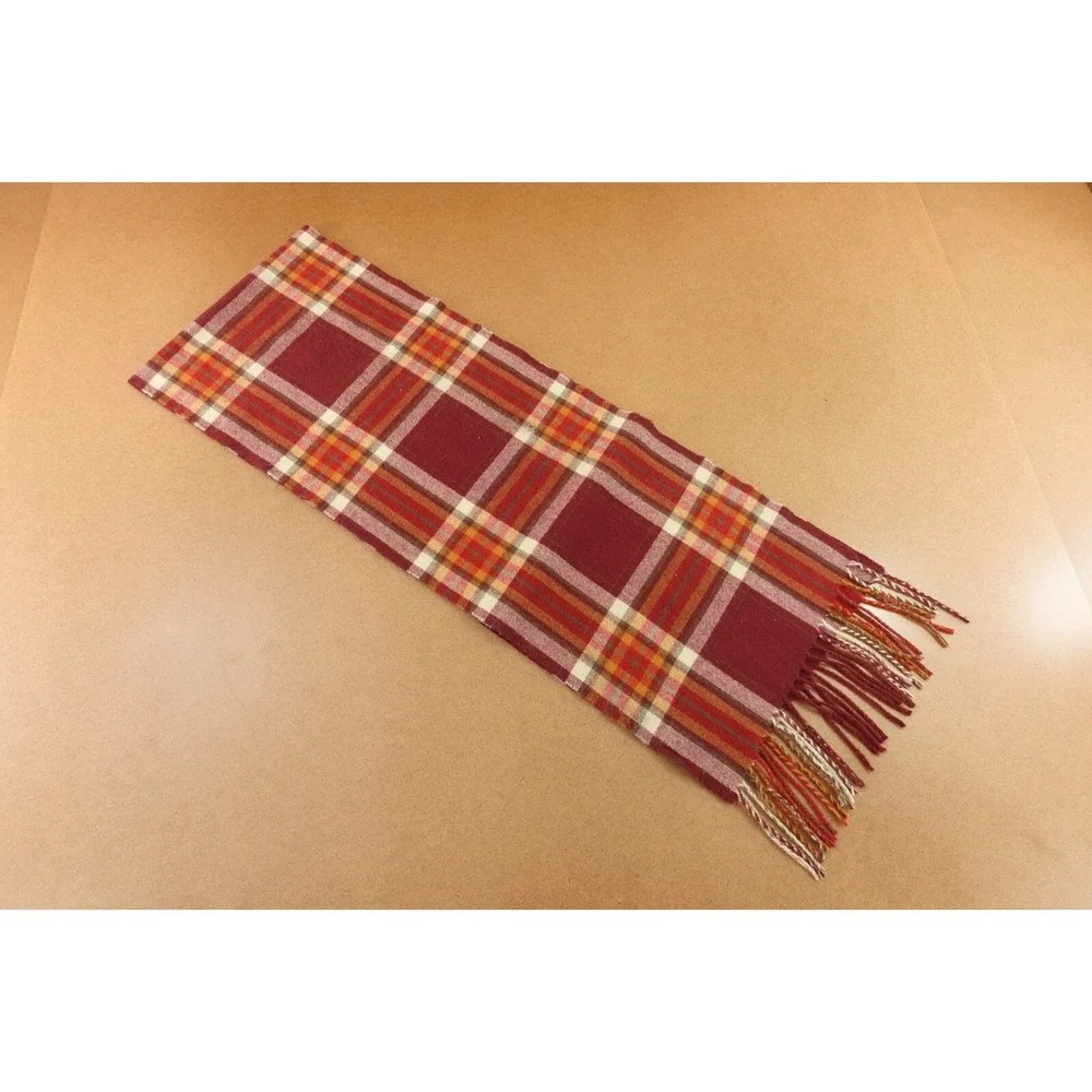 Old Navy Mens Burgundy Plaid Soft Flannel Tassel Scarf NWT